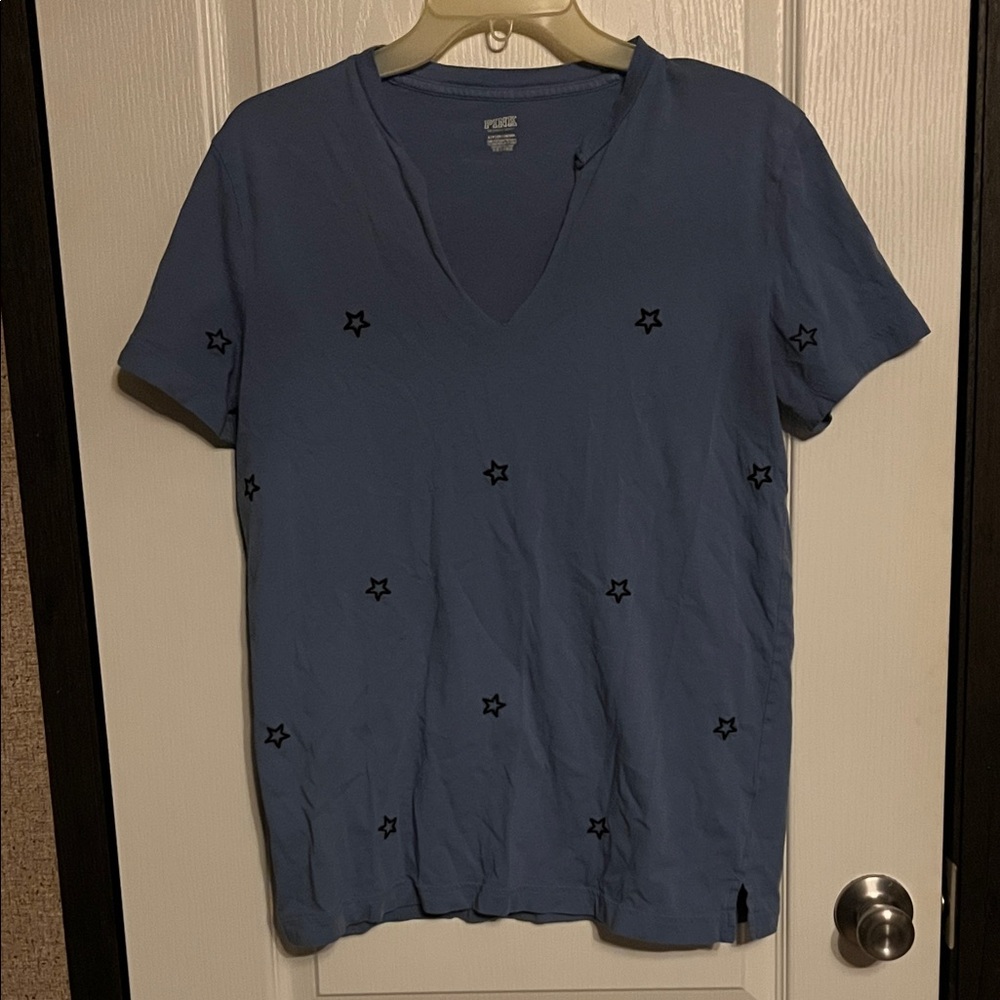 PINK Victoria's Secret Blue Star Short Sleeve Tee